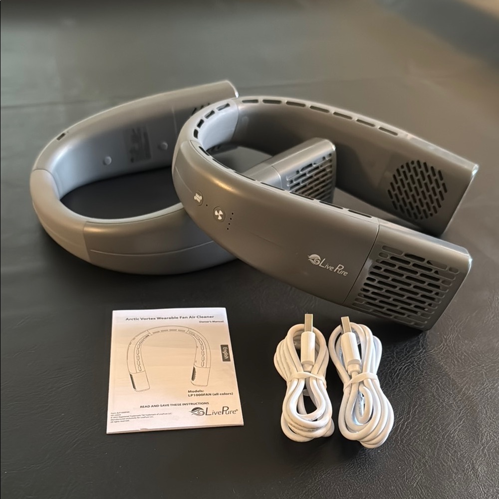 LivePure Arctic Vortex Wearable Fans (2) in Gray NWOT